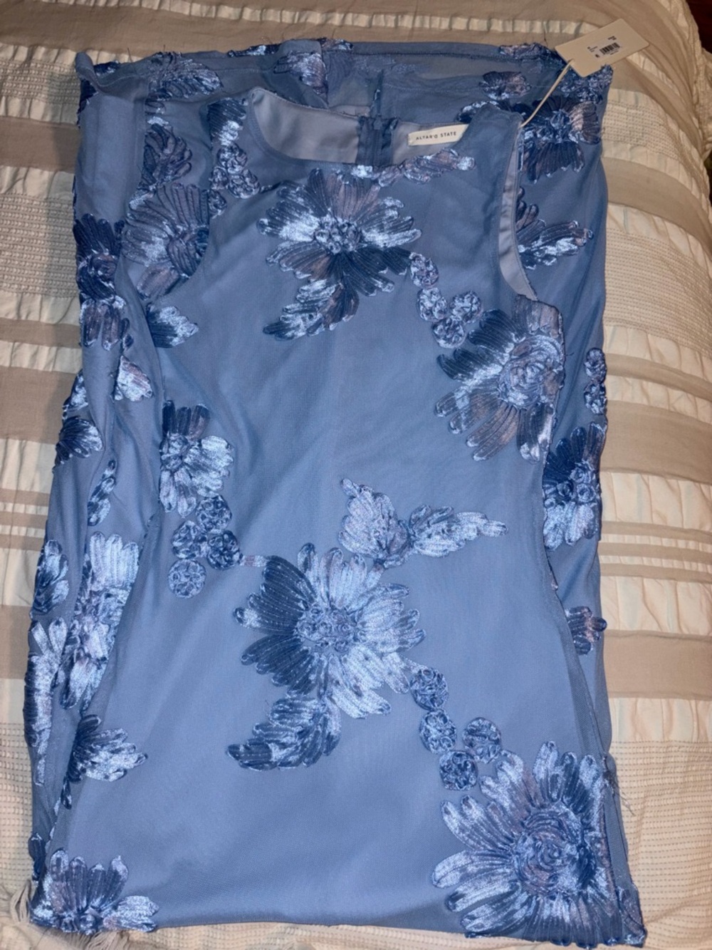 Altar'd State Light Lavender Blue Floral Appliqué Dress